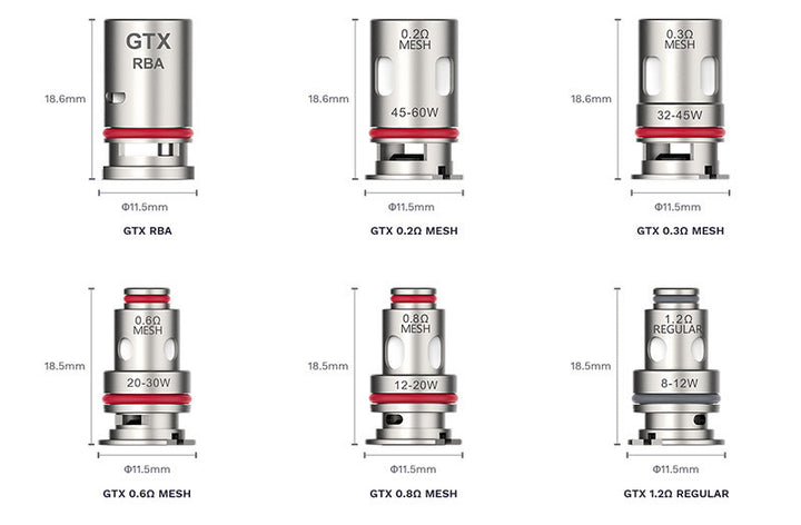 Vaporesso GTX Coils - 5 Pack 0.2ohm, Mesh 45–60W - 0.2ohm, Mesh